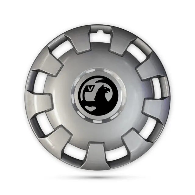Per Vauxhall Corsa Van 4x 13"" coprimozzo copriruota piatto argento logo nero