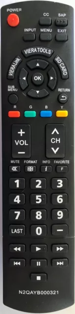 Remote Control For Panasonic N2QAYB000321 TC-26LX14 TC-P50U50-2 LED LCD HDTV TV