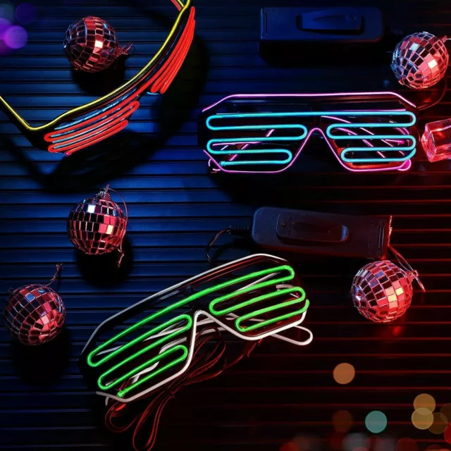 LED Costume Glasses Neon Glow Light Up Shutter Party Cosplay Sunglasses Eyewear 2