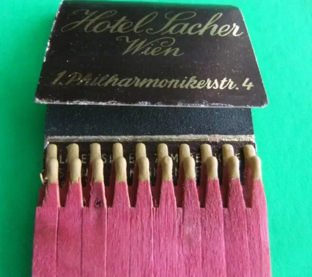 VTG HTF Hotel Sacher Wien 20 Wooden Flat Stained Sticks ORIGINAL [FULL Matchbook