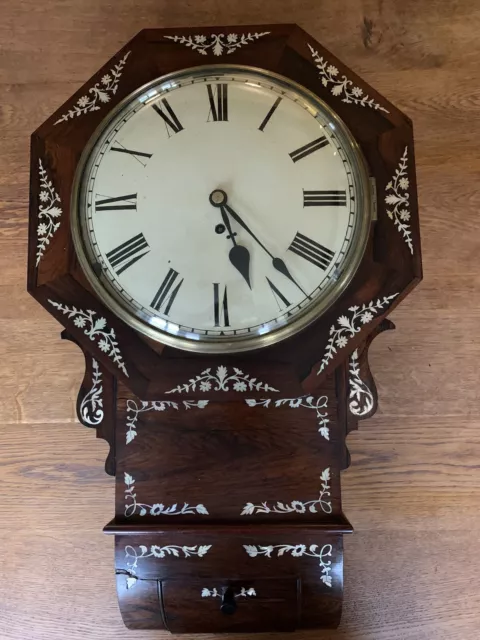 Antique 'Rosewood' Drop Dial Fusee Wall Clock