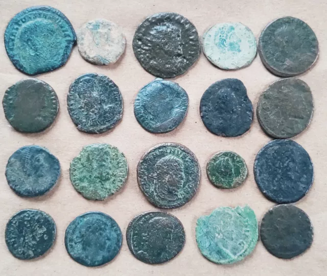 Lot of 20 Genuine Ancient Roman coins, 3rd-4th Century A.D. various Emperors