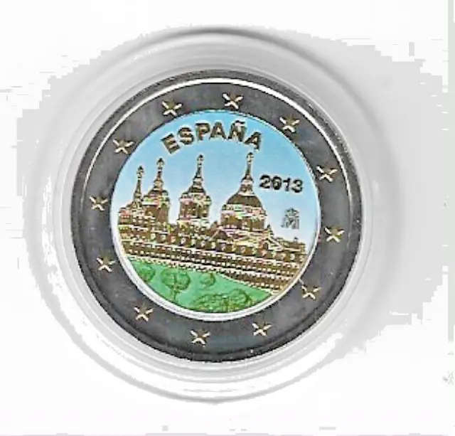 Spain El Escorial 2013 Colored Coloured Coin + Partly Gold Plated