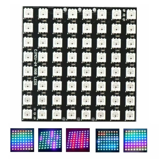 For Arduino WS2812B 8x8 64-Bit Voll Farbe 5050 RGB LED For Matrix Panel Lights