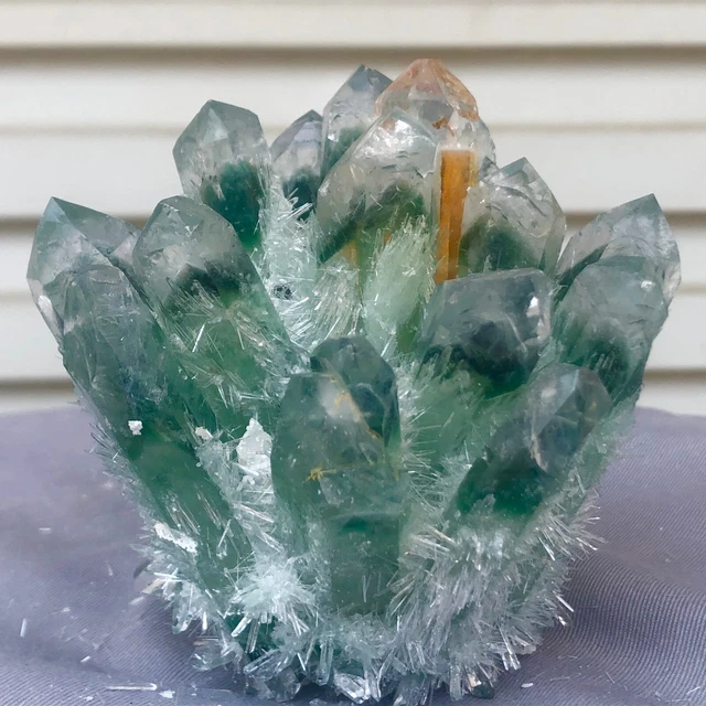 1.13LB New Find Green Phantom Quartz Crystal Cluster Mineral Specimen Healing 7