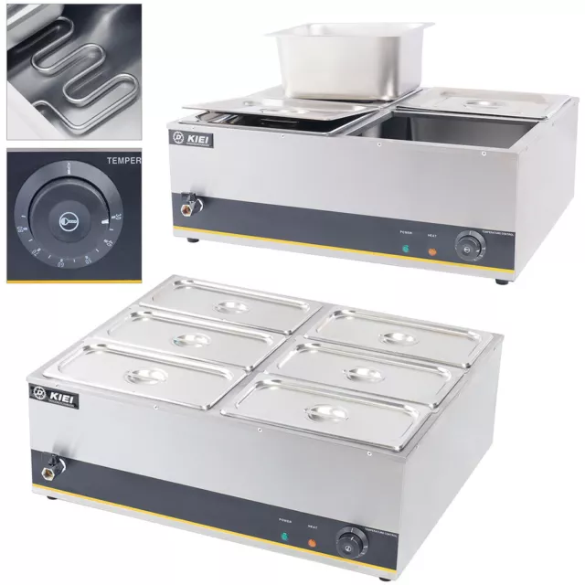 Electric Catering Bain Marie Stainless Steel Commercial Buffet Heat Food Warmer