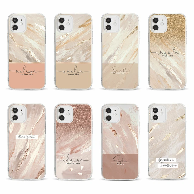 Tirita Personalised Phone Case Soft Shockproof for iPhone 12 8 SE 6 Gold Beige