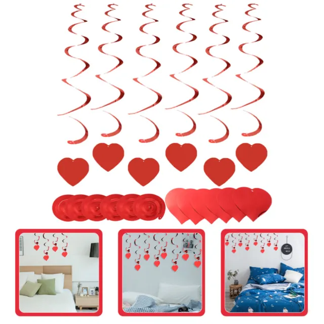 24 Pcs Hanging Heart Swirls Valentine Decorations Decors Spiral