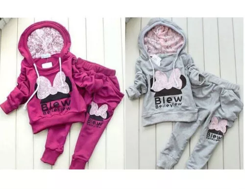 2pcs/set Kids Baby Girls Long Sleeve hooded coat + Pants Clothes Outfits Suits