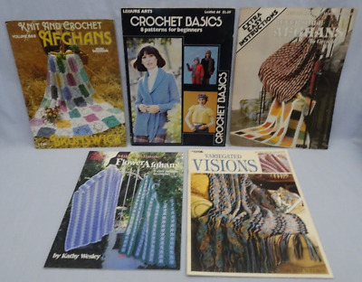 5 libros básicos de proyectos afganos de crochet y punto de colección