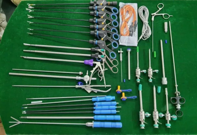 34pc Laparoscopique Chirurgie Set 5x330mm Endoscopie Instruments Chirurgicaux