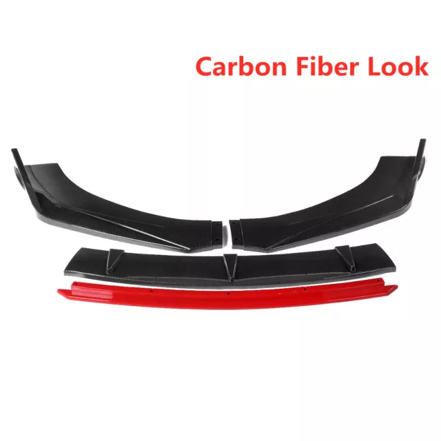 For Honda Accord 2016-2017 Carbon Fiber + Red Front Bumper Lip Splitter Spoiler
