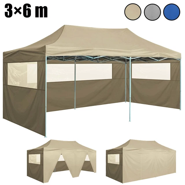 Profi Partyzelt 3×6m Faltbar Pavillon Wasserdicht Festzelt mit 4 Seitenwänden