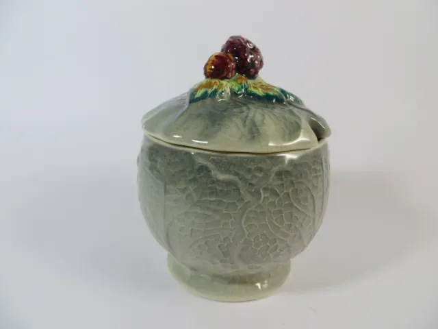 Shorter & Son England Sugar Bowl Hand Painted Embossed Grey Leaves with Berries