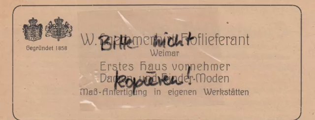 WEIMAR, Werbung 1920, W. Laemmerhirt Damen-Kinder-Moden