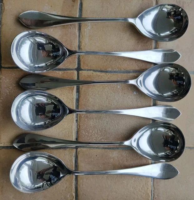 SILVER PLATED HANOVERIAN Rattail Pattern Set Of Soup Spoons