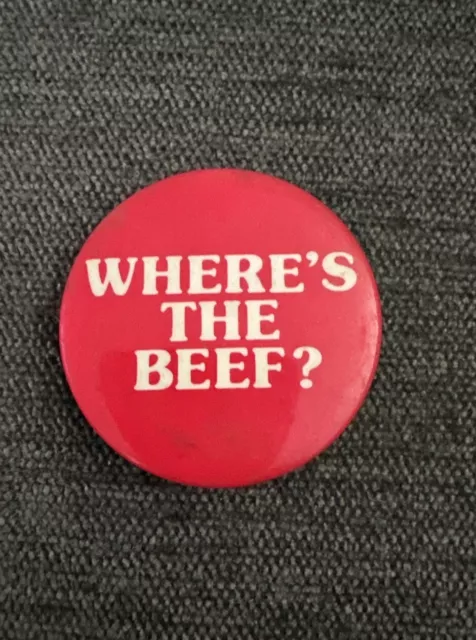 Vintage Where’s the Beef Wendys Advertisement Pin Pinback Button 1980’s