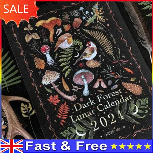 2024 CALENDAR DARK Forest Lunar Art Wall Calendar Monthly Moon Calendar