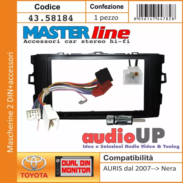 Radio Máscara 2 din Auris De 2007 IN Poi. Adaptador Negro Con Cableado