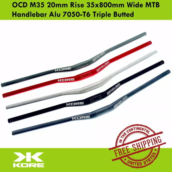 KORE OCD M35 20mm Rise 35x800mm Wide MTB Handlebar Alu 7050-T6 Triple Butted