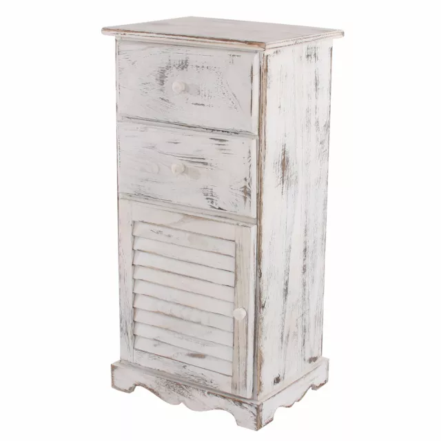 Schrank Kommode, Shabby-Look, Vintage weiß, 81x40x32cm