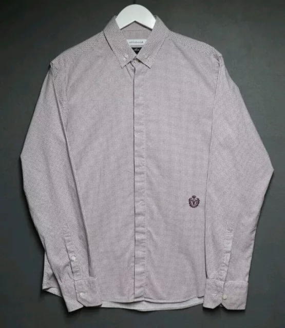 Versace Men's Shirt 16.5 Long Sleeve Slim Regular Check Pattern Burgundy