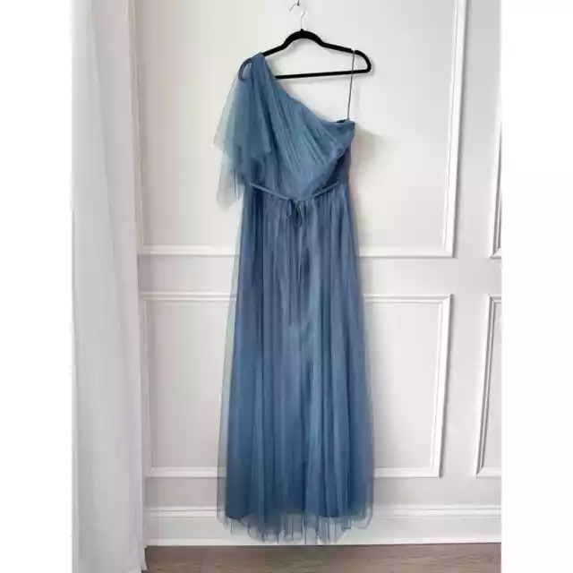 NEW Marchesa Notte One-Shoulder Bridesmaid Tulle Gown Palermo Blue sz 14 $295 3