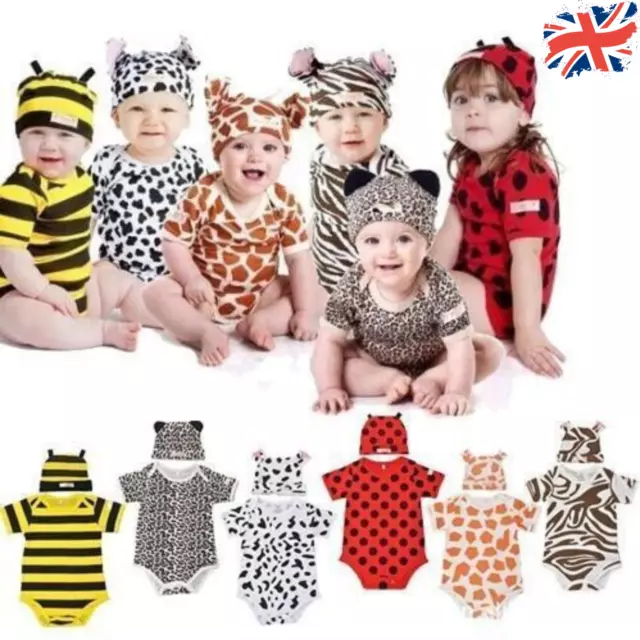 Boys & Girls Animal Romper Suit: Unisex Bodysuit 9-36 Months | UK Seller