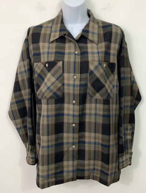 Sir Pendleton Shirt Virgin Wool Plaid Button Down Women's Size Small Vintage