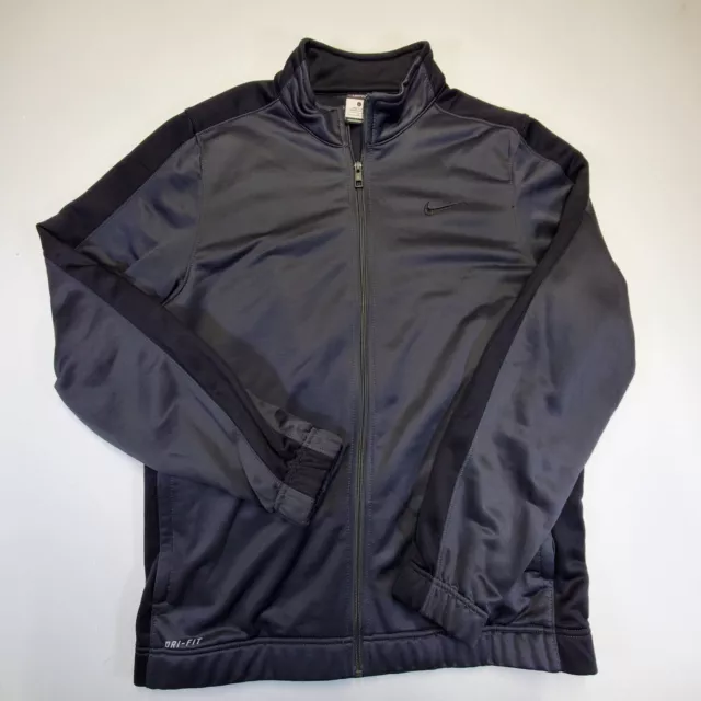 Nike Jacket Pullover Mens L Tracksuit Running Full zipper Dri-Fit Gray Shiny