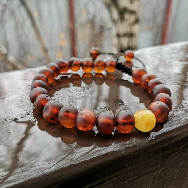 Bracelet en Ambre Naturel Ajustable Perles Baltiques