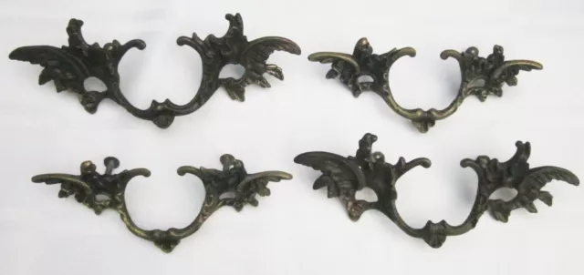 Lot of 4 Vintage Cast Iron or Bronze Hooks Ornate Art Nouveau Made in Germany