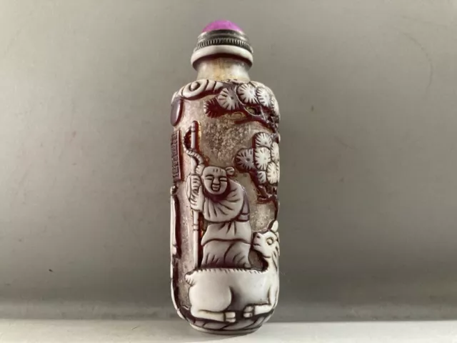 Antique Chinese Coloured Glaze Carved Figure-story Statue Exquisite Snuff Bottle