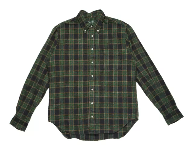 Gitman Vintage $265 NWT Green Cotton Tweed Check Oxford Button Down Shirt L