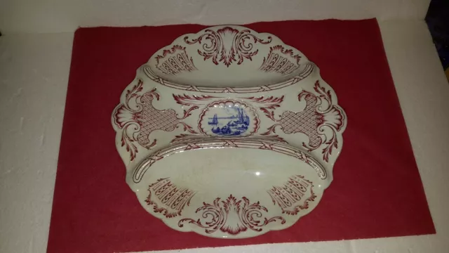 Rare assiette quadripode Jules Vieillard compartimentée modèle Régence