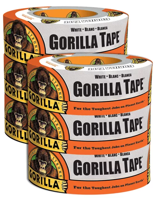 6 x Gorilla Glue White Adhesive Duct Tape UV & Weather Resistant 48mm x 27m