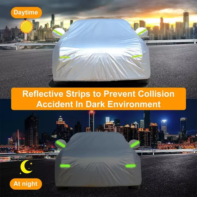Universal Large Car Cover Waterproof UV Dust Hail Resitant W/ Reflective Strip 3