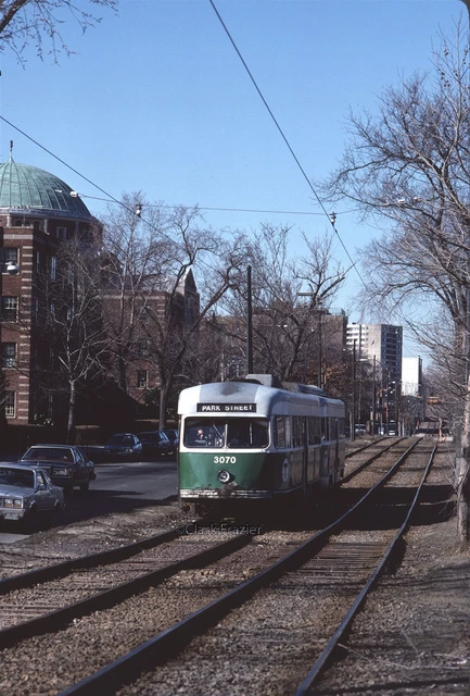 MBTA 3070 signed Park Street inbound on Beacon St 1982 Original Kodachrome Slide