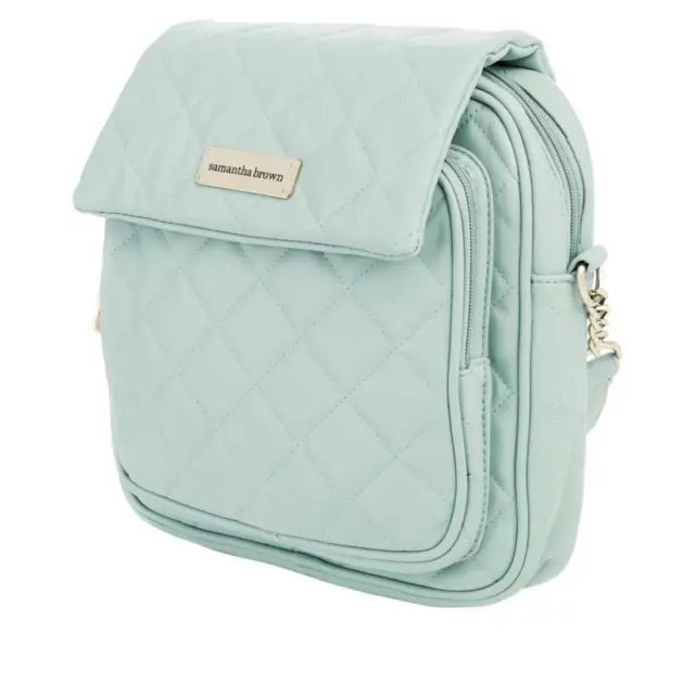 Samantha Brown QUILTED CrossBody Bag In Light Blue TEAL Brand New Purse 644289 2