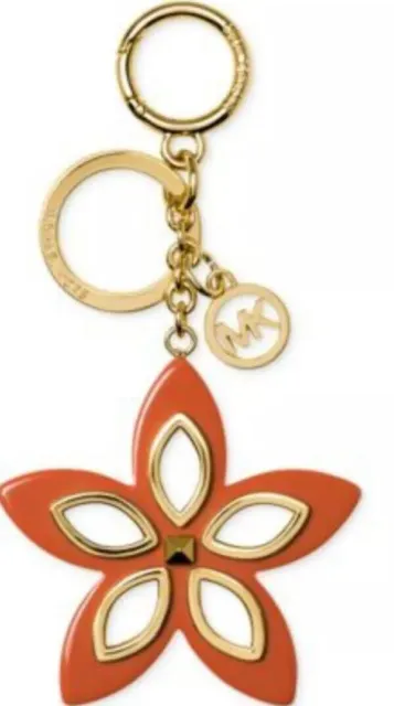 Michael Kors White Flower Bag Charm Key Chain Black/Gold