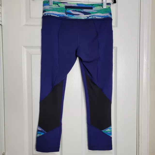 Lululemon Size 4 Pace Rival Crop leggings Hero Blue Seven Wonders EXCELLENT