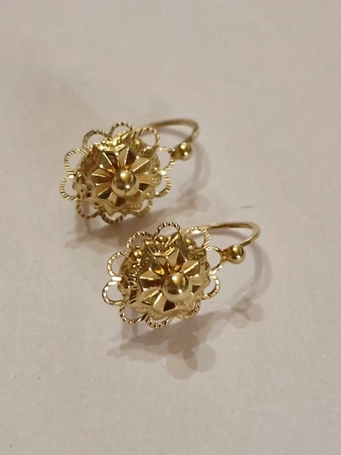 Boucles D'oreilles Dormeuses Années 1940/50 Plaqué Or Jaune - Anciennes, Très Bon état