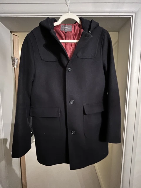 MENS PETER WERTH Jacket pea coat wool sz 2 medium grey button up