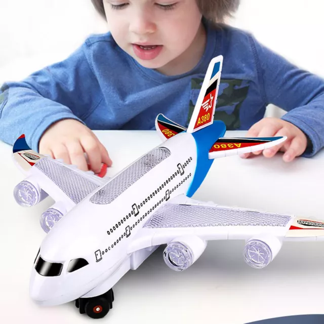 KIDS ELECTRIC LIGHT & MUSIC AIR PLANE AIRBUS BUMP AND GO TOY white Gift