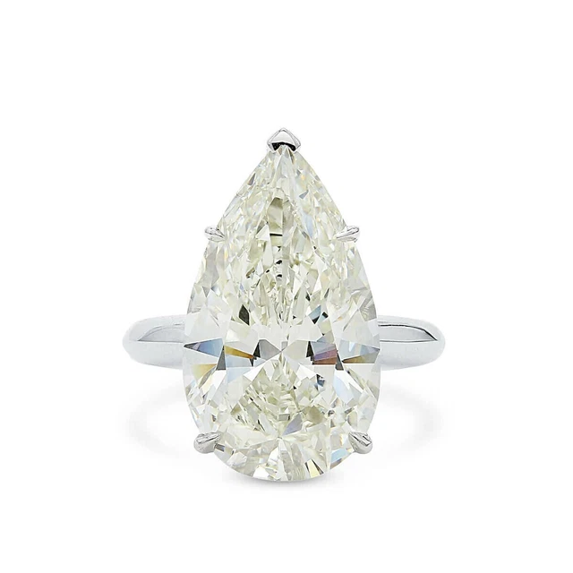 6.05Ct White Pear Cut Lab-Created Solitaire Engagement Ring Solid 14K White Gold
