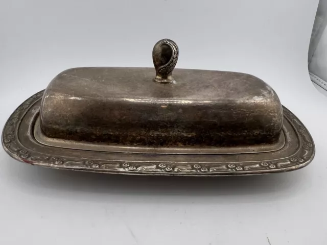 Vintage Meriden B. Company Tableware Antique Silver-Plated Butter Dish With Lid