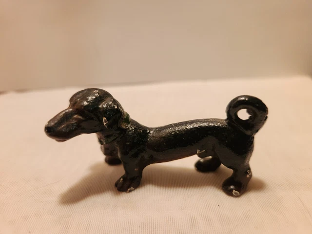 Old Miniature Cast Iron Dachshund Dog For Dollhouse Or Village
