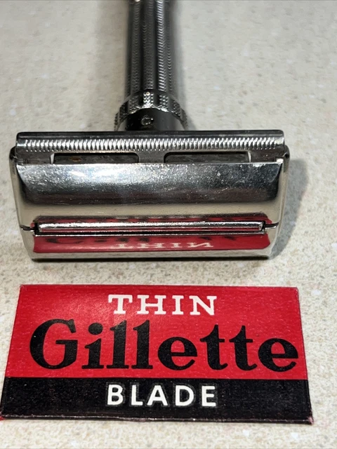 Vintage Gillette Slim  Adjustable 1-9  DE Safety Razor  Date Code H3