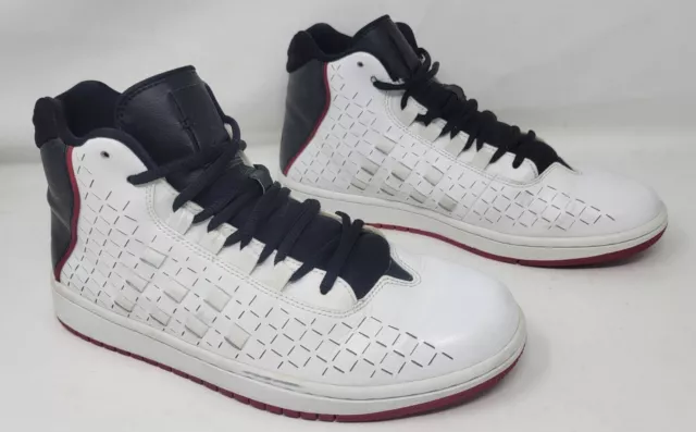 Jordan Illusion Men's Sz 9 Shoes White Black Red Weave Mid Top Trainer Sneakers