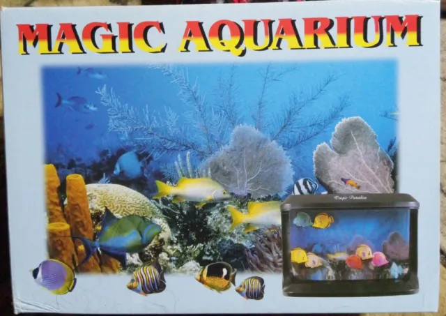 MAGIC AQUARIUM 11"x 10" VTG TOY CORAL REEF FISH TANK *NOS  WATCH THE FISH SWIM